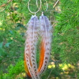 Handmade rooster feather earrings